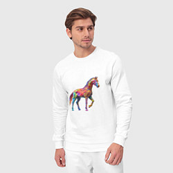 Костюм хлопковый мужской Конь геометрик, цвет: белый — фото 2