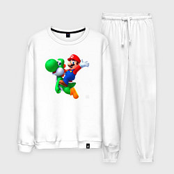Костюм хлопковый мужской Марио на Йоши, цвет: белый