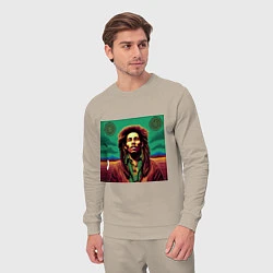 Костюм хлопковый мужской Digital Art Bob Marley in the field, цвет: миндальный — фото 2