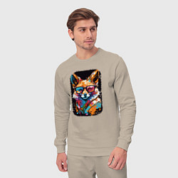 Костюм хлопковый мужской Abstract Colorful Fox, цвет: миндальный — фото 2