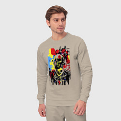 Костюм хлопковый мужской Skull - pop art - sketch, цвет: миндальный — фото 2