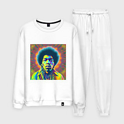 Костюм хлопковый мужской Jimi Hendrix Magic Glitch Art, цвет: белый