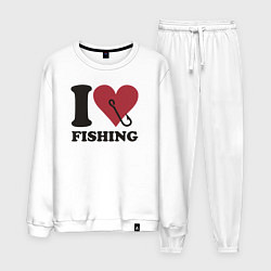 Костюм хлопковый мужской I love fishing, цвет: белый