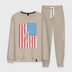 Костюм хлопковый мужской USA girl volleyball, цвет: миндальный