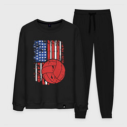 Костюм хлопковый мужской Volleyball USA, цвет: черный