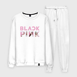 Костюм хлопковый мужской Blackpink logo Jisoo Lisa Jennie Rose, цвет: белый