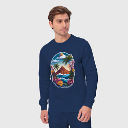 Костюм хлопковый мужской Горы и море - экзотика, цвет: тёмно-синий — фото 2