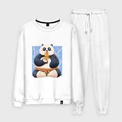 Костюм хлопковый мужской Kung Fu Panda ест рамен, цвет: белый