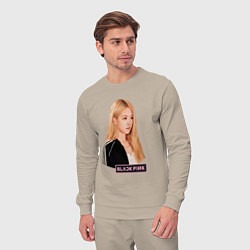 Костюм хлопковый мужской Blackpink Rose music, цвет: миндальный — фото 2