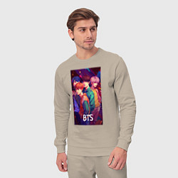 Костюм хлопковый мужской BTS anime kpop style, цвет: миндальный — фото 2