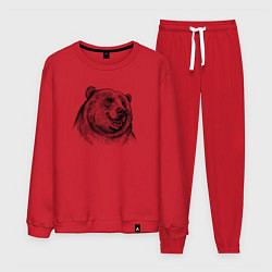 Костюм хлопковый мужской Медведь улыбается, цвет: красный