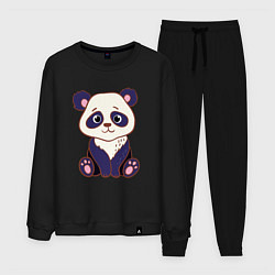 Костюм хлопковый мужской Милашка панда, цвет: черный