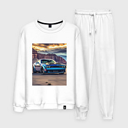 Костюм хлопковый мужской Авто Додж Челленджер, цвет: белый