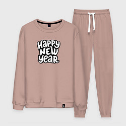 Костюм хлопковый мужской Happy new year lettering, цвет: пыльно-розовый