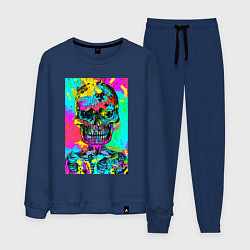 Костюм хлопковый мужской Cool skull - pop art - vogue, цвет: тёмно-синий