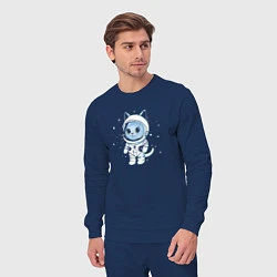 Костюм хлопковый мужской Котик в космосе, цвет: тёмно-синий — фото 2