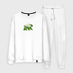 Костюм хлопковый мужской Горы и деревья внутри силуэта медведя, цвет: белый