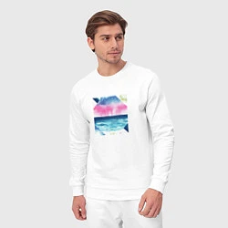Костюм хлопковый мужской Абстрактное море закат рассвет, цвет: белый — фото 2