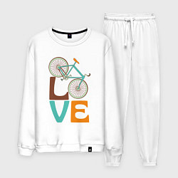 Костюм хлопковый мужской Люблю велосипед, цвет: белый