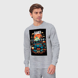 Костюм хлопковый мужской Геймер old school, цвет: меланж — фото 2