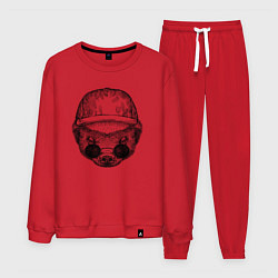 Костюм хлопковый мужской Медоед в кепке и очках, цвет: красный