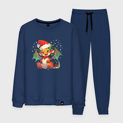 Костюм хлопковый мужской Red christmas dragon, цвет: тёмно-синий