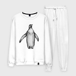 Костюм хлопковый мужской Пингвин штрихами, цвет: белый