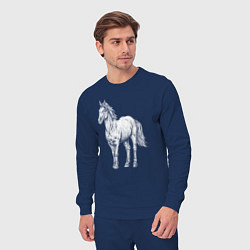 Костюм хлопковый мужской Белая лошадь стоит, цвет: тёмно-синий — фото 2