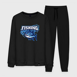 Костюм хлопковый мужской Fishing style, цвет: черный