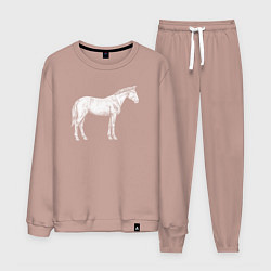 Костюм хлопковый мужской Белая лошадь сбоку, цвет: пыльно-розовый