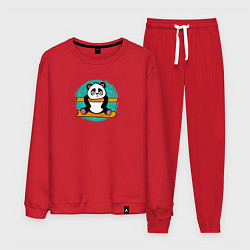 Костюм хлопковый мужской Панда гимнаст, цвет: красный