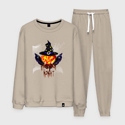 Костюм хлопковый мужской Scary looking pumpkin with big swords, цвет: миндальный