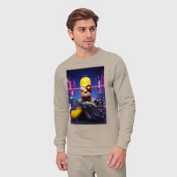 Костюм хлопковый мужской Cyber Homer Simpson - ai art, цвет: миндальный — фото 2