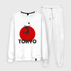 Костюм хлопковый мужской Волейбол в Токио, цвет: белый