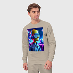 Костюм хлопковый мужской Cyber Bart - ai art - neon, цвет: миндальный — фото 2