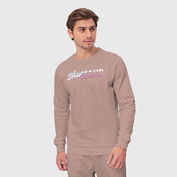 Костюм хлопковый мужской Newjeans logo, цвет: пыльно-розовый — фото 2