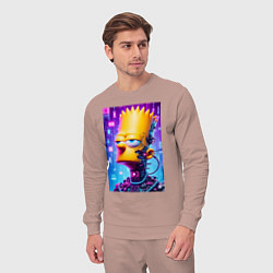 Костюм хлопковый мужской Cyber Bart Simpson - ai art, цвет: пыльно-розовый — фото 2