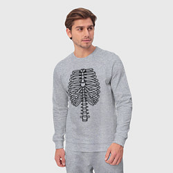 Костюм хлопковый мужской Скелет рентген, цвет: меланж — фото 2