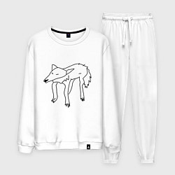 Костюм хлопковый мужской Забавный волк, цвет: белый