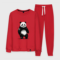Костюм хлопковый мужской Панда стоит, цвет: красный