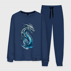 Костюм хлопковый мужской Живописный дракон, цвет: тёмно-синий