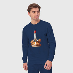 Костюм хлопковый мужской Взлет космической ракеты, цвет: тёмно-синий — фото 2