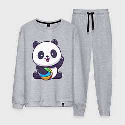 Костюм хлопковый мужской Панда с мячиком, цвет: меланж