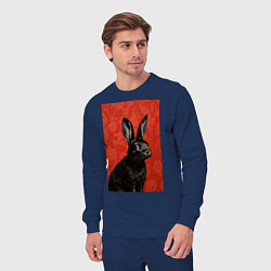 Костюм хлопковый мужской Черный кролик на красном фоне, цвет: тёмно-синий — фото 2