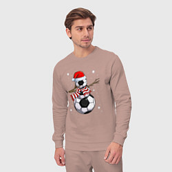 Костюм хлопковый мужской Soccer snowman, цвет: пыльно-розовый — фото 2