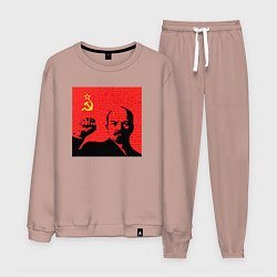 Костюм хлопковый мужской Lenin in red, цвет: пыльно-розовый