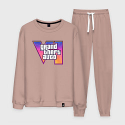 Костюм хлопковый мужской Grand theft auto VI, цвет: пыльно-розовый
