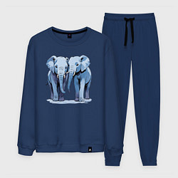 Костюм хлопковый мужской Друзья-слоны, цвет: тёмно-синий
