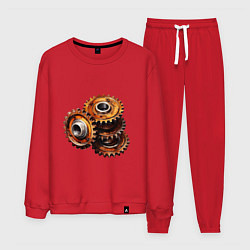 Костюм хлопковый мужской Ржавые шестеренки, цвет: красный