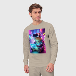 Костюм хлопковый мужской Геймер капибара - неоновое свечение, цвет: миндальный — фото 2